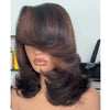 Blonde Highlights Bottle Layered Cut Wig with Side Bang