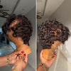 Full Lace Natural Curly Finger Wave Pixie Cut Wig 100% Human Hair