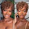Full Lace Natural Curly Finger Wave Pixie Cut Wig 100% Human Hair