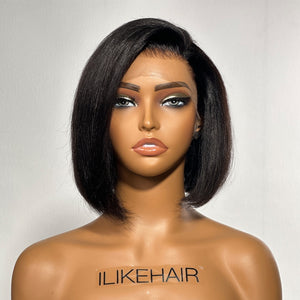 
            
                Load image into Gallery viewer, Side Part Yaki Bob Haircuts Undetectable HD Air Lace Glueless Wig
            
        