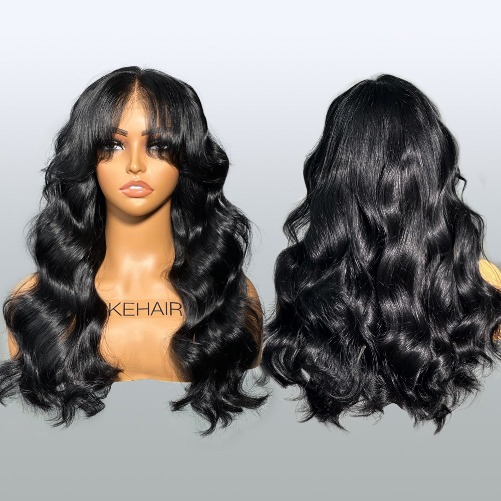 
            
                Load image into Gallery viewer, 13x4 Lace Frontal Body Wave Wig With Curtain Bangs
            
        