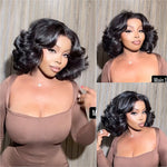 Put On ＆Go Black Bouncy Wave Bob Lace Closure Wig