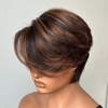 Brown Highlight Pixie Cut Wig with Bang