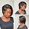 Full Lace Short Pixie Cut With Long Side Bangs Human Hair Wig
