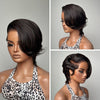Full Lace Short Pixie Cut With Long Side Bangs Human Hair Wig