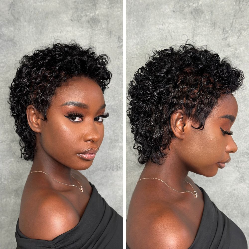 Wet Wave Curls Full Lace Short Pixie Cut Wig