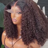 Full Ombre Brown Curly Bob Wig Glueless Human Hair Lace Closure Wigs