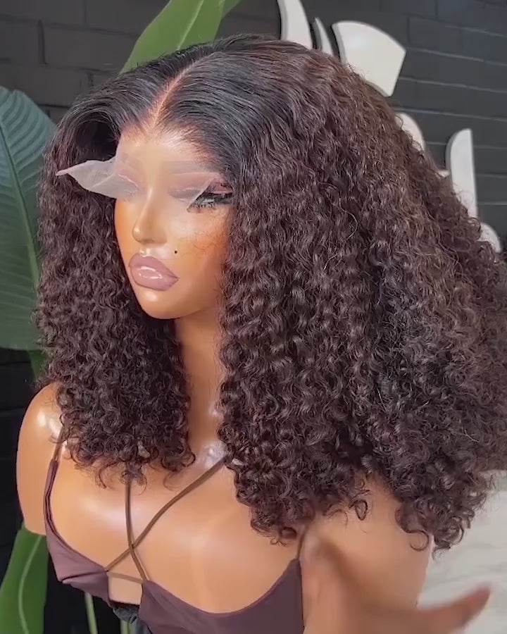 
            
                Load and play video in Gallery viewer, Full Ombre Brown Curly Bob Wig Glueless Human Hair Lace Closure Wigs
            
        