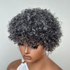 Salt & Pepper Curly Pixie Cut Glueless Wig With Bangs
