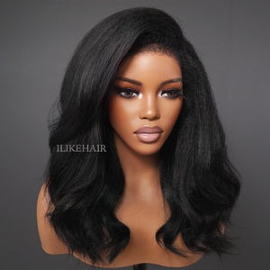 Side Part Wavy With Kinky Edges 13x4 Lace Front Wig