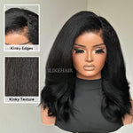 Side Part Wavy With Kinky Edges 13x4 Lace Front Wig