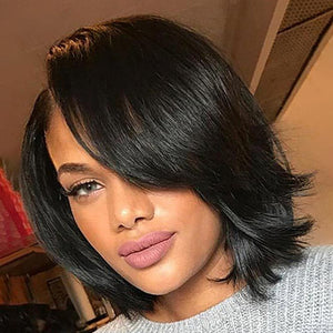 
            
                Load image into Gallery viewer, Short Silky Straight Human Hair Lace Front Bob Wigs
            
        