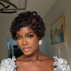 Full Lace Natural Curly Finger Wave Pixie Cut Wig 100% Human Hair