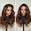 Ombre Brown Side Part Body Wave 5x5 Lace Closure Human Hair Wig