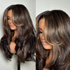 Blonde Highlights Layered Cut With Curtain Bangs Glueless Lace Wig