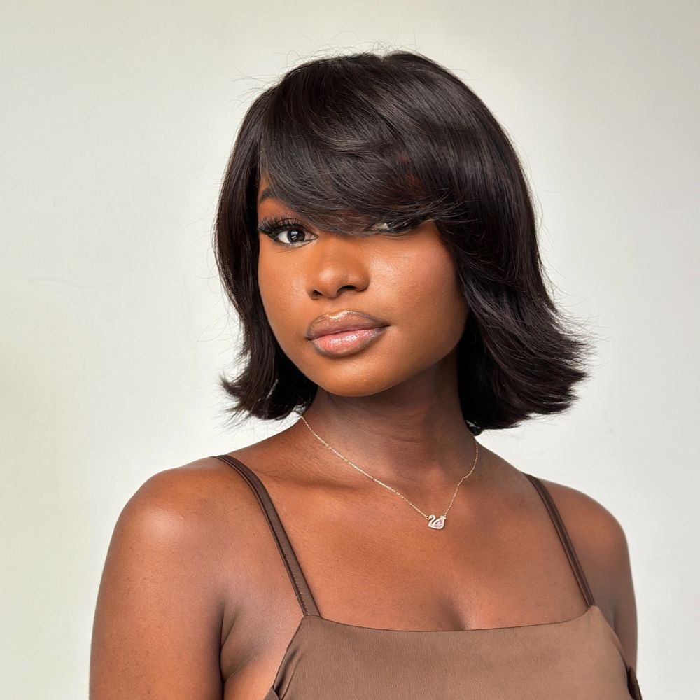 Short Layered Cut Hair With Fringe Bang 13x4 Lace Wig