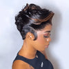 Full Lace Short Wavy Curls With Brown Higlights Human Hair Wig
