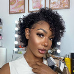 Summer Trends Curly Pixie Cut Compact Lace Frontal Wig