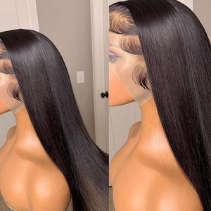 Long Straight Hair 13x4 HD Lace Front Wig Pre Plucked Natural Hairline 100% Virgin Human Hair Wigs