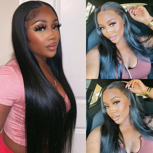 
            
                Load image into Gallery viewer, Long Straight Hair 13x4 HD Lace Frontal Wig Natural Hairline With Baby Hair 100% Virgin Human Hair Wig
            
        