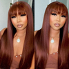 Put On & Go Reddish Brown Straight Glueless Wig With Bangs