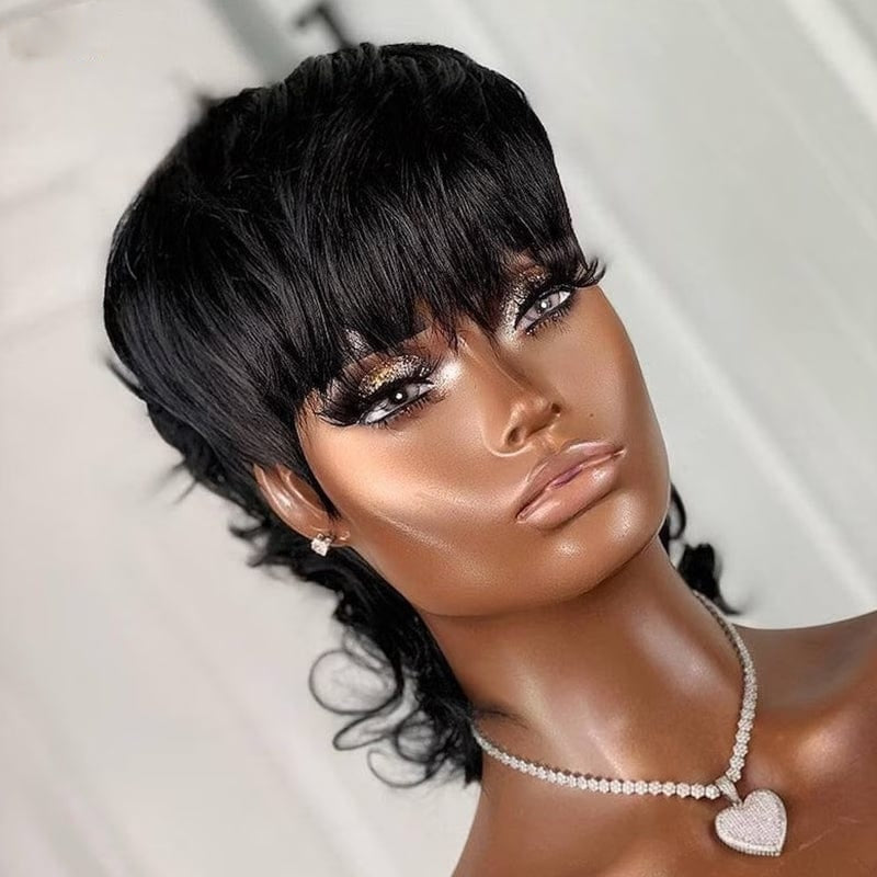 
            
                Load image into Gallery viewer, Mullet Pixie Cut Glueless Wig With Bang
            
        