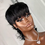 Mullet Pixie Cut Glueless Wig With Bang