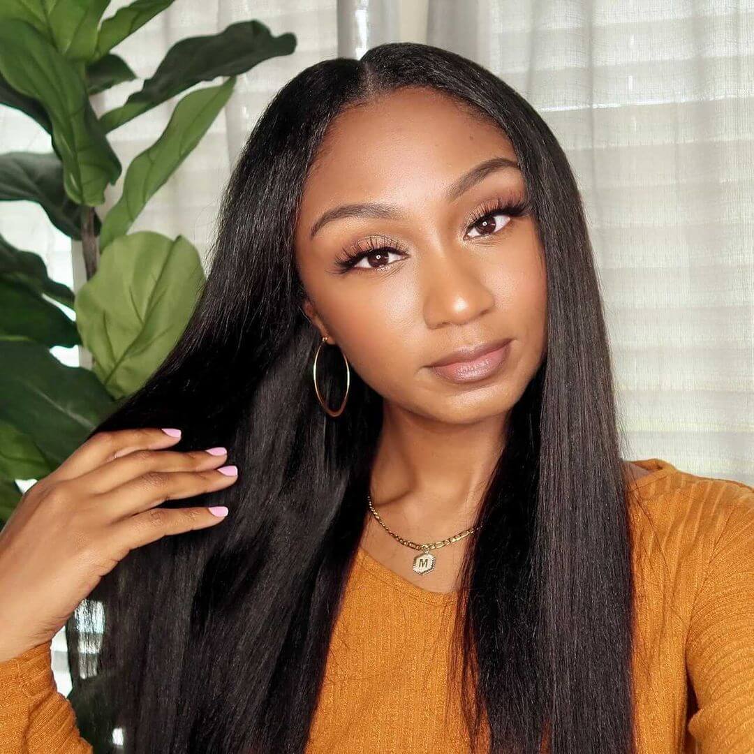 Thin Leave Out I Part Wig Yaki Coarse Straight