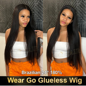 
            
                Load image into Gallery viewer, Wear &amp;amp; Go Silky Straight Glueless Pre Cut 4x4 HD Lace Closure Wig
            
        