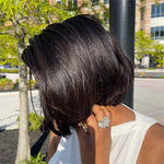 Short yaki Stright Blunt Cut Bob Wig 13X4 Invisible Lace Front Wig