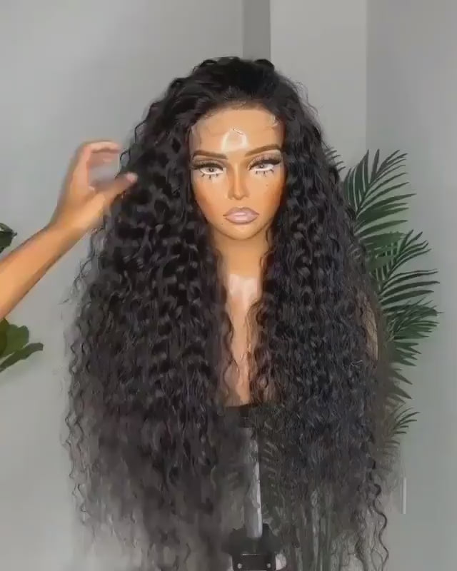 Deep Wave 4x4 Transparent Lace Closure Wig Brazilian Human Hair