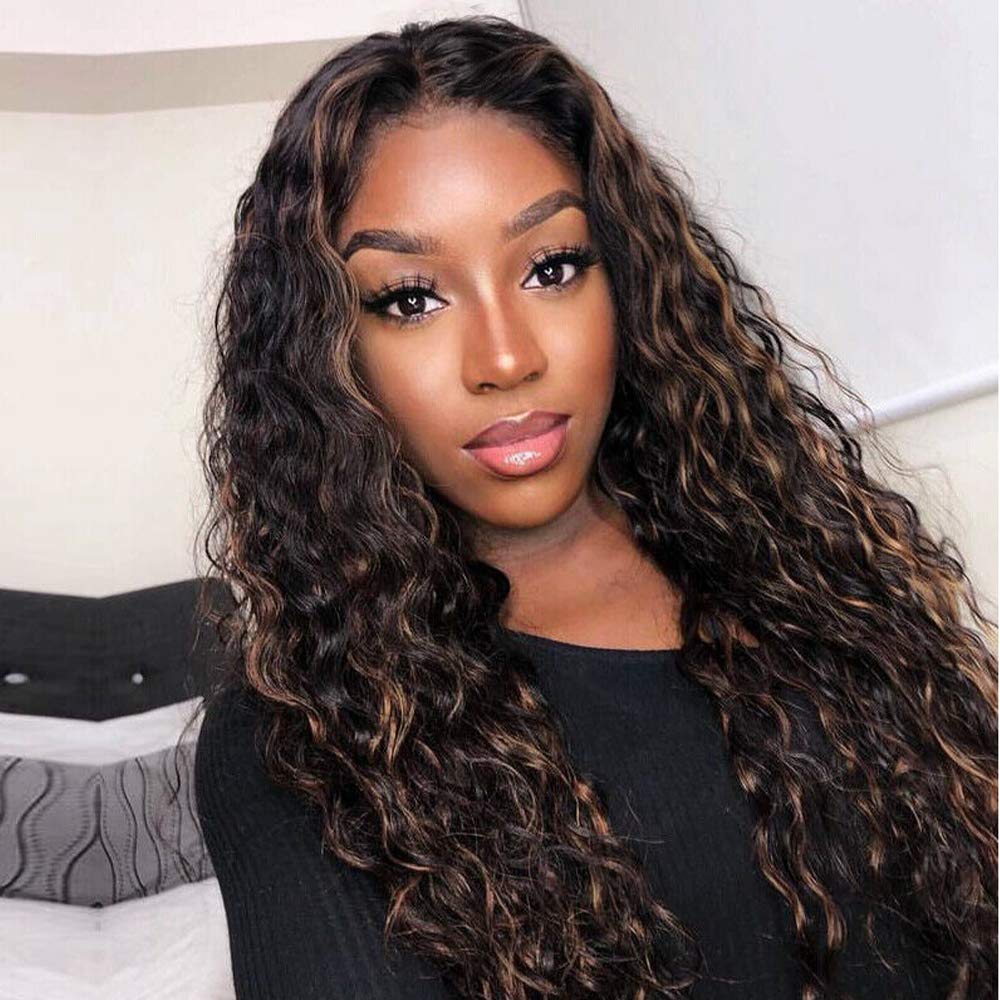 Highlight Brown P1B/30 Water Wave Human Hair Lace Wig