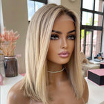 Ombre Ash Blonde Straight 13x4 Lace Front Bob Wig