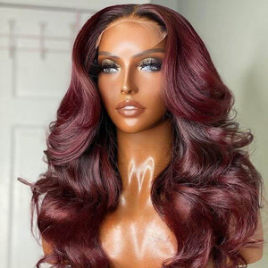 
            
                Load image into Gallery viewer, Ombre Burgundy Color Body Wave Glueless Lace Wig
            
        