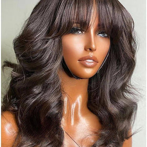 Glueless Body Wave Human Hair Wig With Bang