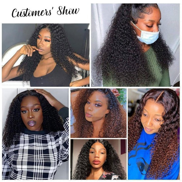 
            
                Load image into Gallery viewer, Kinky Curly Mongolian Virgin Human Hair Lace Front Wigs with Baby Hair
            
        
