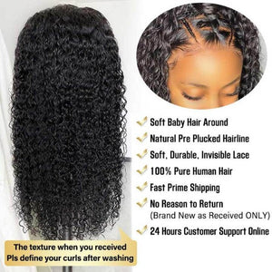 
            
                Load image into Gallery viewer, Kinky Curly Mongolian Virgin Human Hair Lace Front Wigs with Baby Hair
            
        
