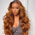 Ginger Brown Body Wave Glueless 4x4 HD Lace Closure Wig