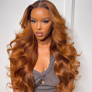 
            
                Load image into Gallery viewer, Ginger Brown Body Wave Glueless 4x4 HD Lace Closure Wig
            
        