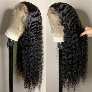 Deep Wave Human Hair HD Lace Front Wigs Natural Look Brazilian Deep Curly 13x4 Virgin Hair Frontal Wig