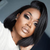 Short Kinky Straight Human Hair Bob Lace Front Wig