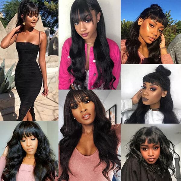 Body Wave With Bangs 13x4 Glueless Lace Wig