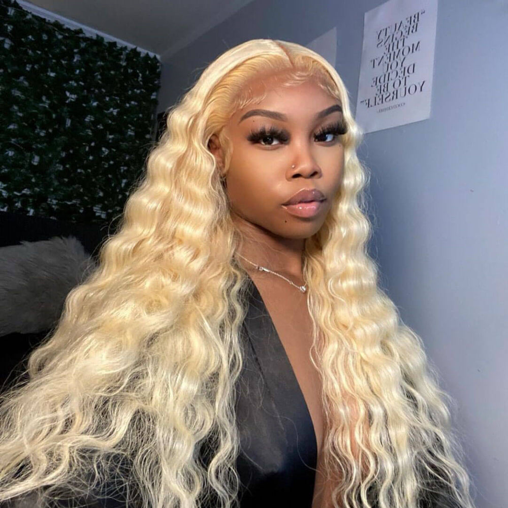 
            
                Load image into Gallery viewer, Blonde 613 Deep Wave 13x4 Frontal Lace Human Hair Wig
            
        