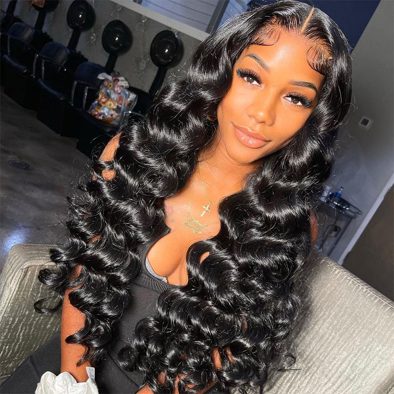 Loose Deep Wave Glueless HD Lace Human Hair Wig With Baby Hair