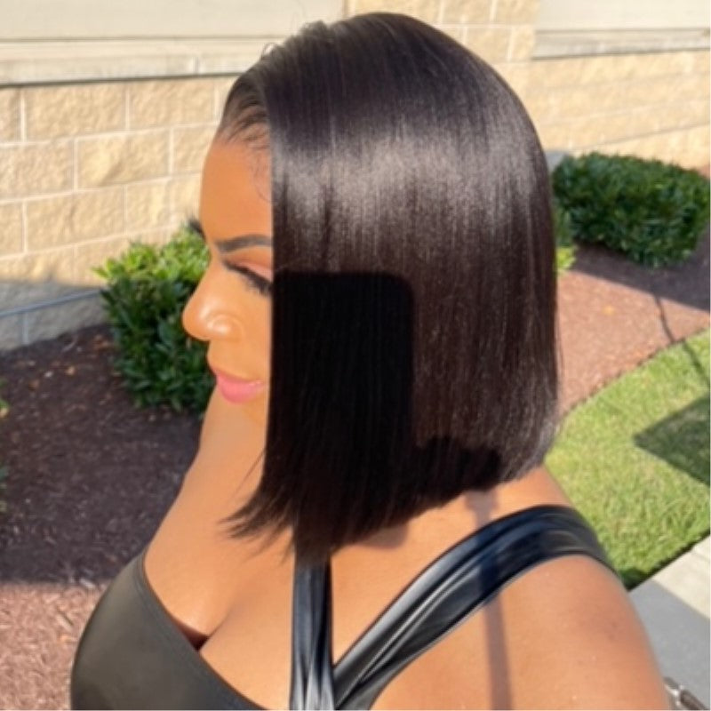 
            
                Load image into Gallery viewer, Relaxed Yaki Texture Side Part Bob Undetectable HD Air Lace Glueless Wig
            
        