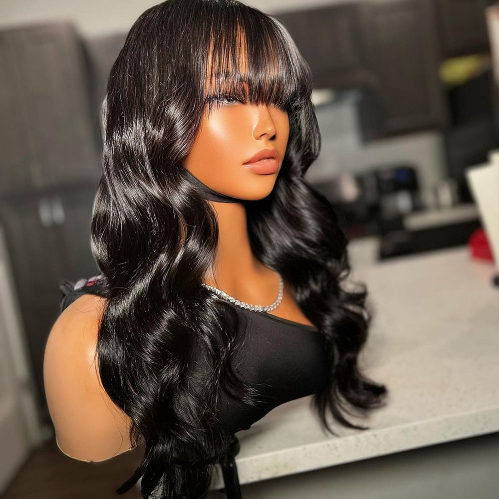 Body Wave With Bangs 13x4 Glueless Lace Wig