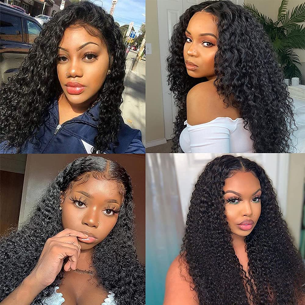 Curly 13*4 Transparent Lace Front Wigs 180% Density 15A Grade Pre-plucked