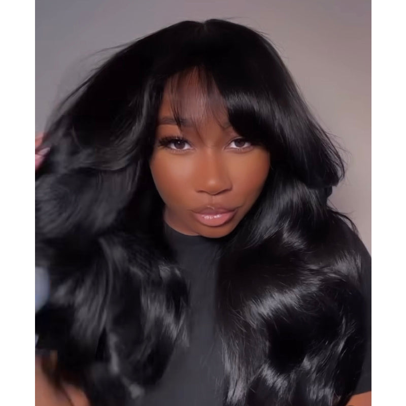 
            
                Load image into Gallery viewer, 13x4 Lace Frontal Body Wave Wig With Curtain Bangs
            
        