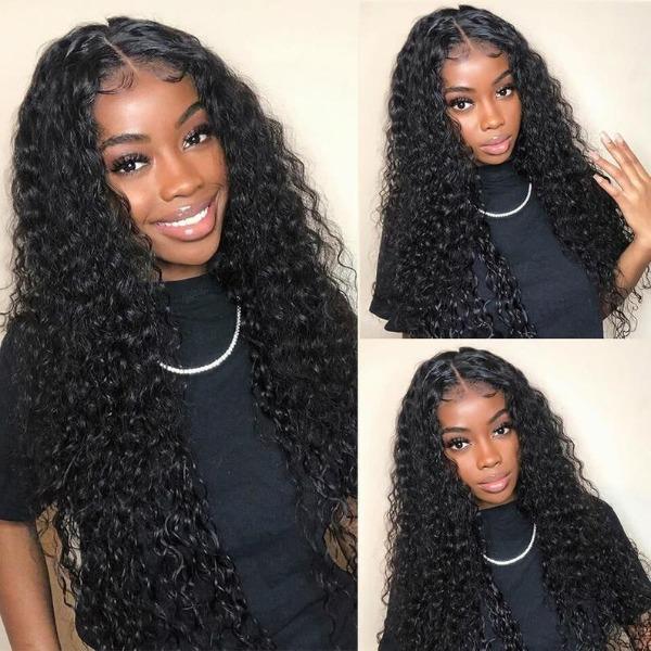 
            
                Load image into Gallery viewer, 6x6 Lace Natual Black Human Hair Glueless Closure Wig Water Wave
            
        