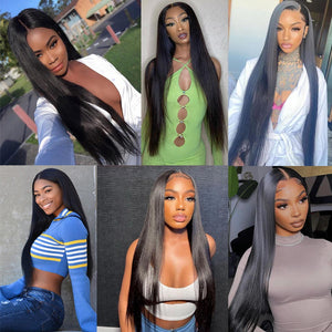 
            
                Load image into Gallery viewer, Pre Plucked Natural Black Straight Glueless HD Lace Closure Wig
            
        